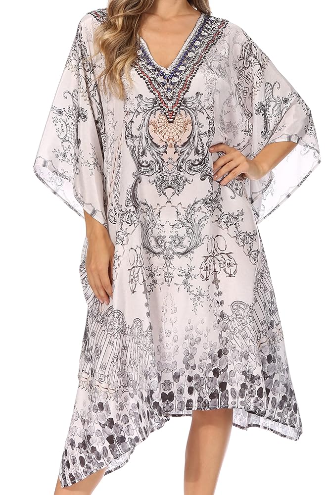 ★waka☆ Johnny Was Florentina Caftan Midi-Dress | Saks Fifth Avenue